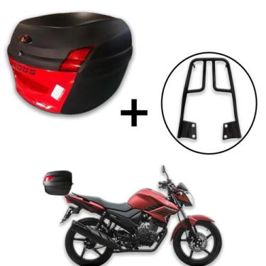 Imagem de Baú Bauleto 34 Litros  + Bagageiro Fazer 150 2014+ - AWA, Vermelho