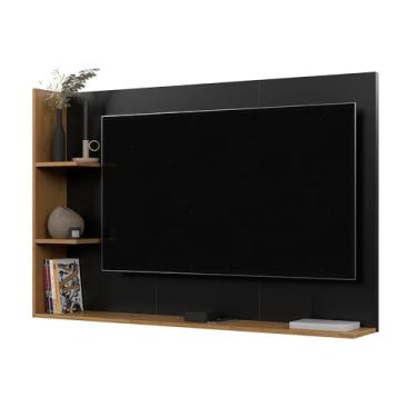 Imagem de Crippa Lojas Painel Para TV 50 Polegadas Sala/Quarto Nicho Prateleira Berlim (Preto/Nature)