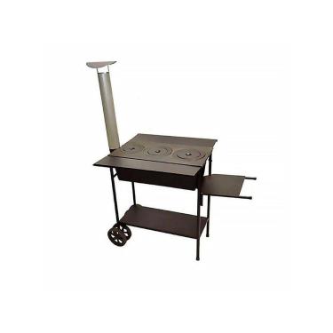 Imagem de Fogão A Lenha De Ferro Fundido Portátil Chaminé E Carrinho