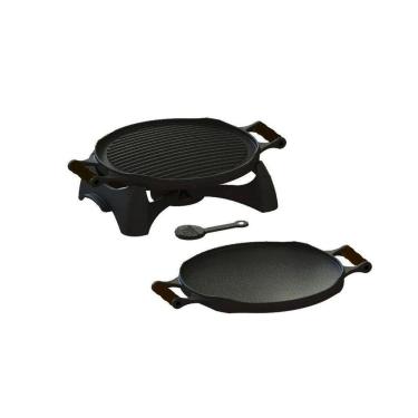 Imagem de Rechaud Redondo Dupla Face Ferro Alça Silicone Preta