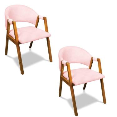 Imagem de Cadeira Sala de Jantar Em Madeira kit 2 Yara Suede D03 - D`Rossi