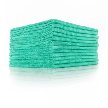 Imagem de The Rag Company - The Pearl – Toalha profissional de microfibra para nivelamento de revestimento cerâmico e remoção de selantes, segura e sem arranhões, sem etiquetas, 320 g/m2, 40 x 40 cm, verde (pacote com 12)