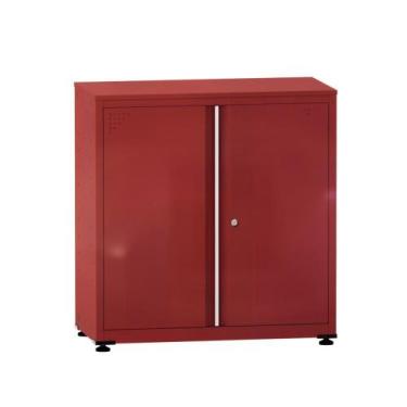 Imagem de Armário de Aço Baixo com Tampo de Madeira Ap406sl Pandin 84 cm Vermelh