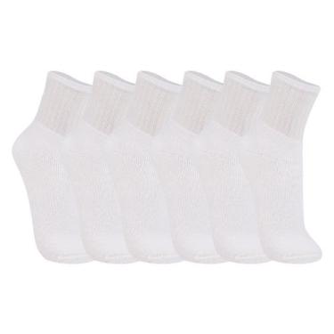 Imagem de Kit 6 Pares de Meias Esportivas Atoalhada Trifil Cano Medio, Branco, 3
