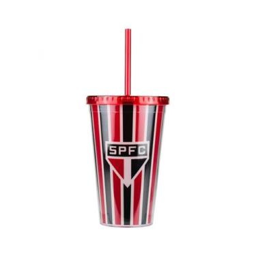 Imagem de Copo Plástico Canudo 450ml - SPFC - Mileno