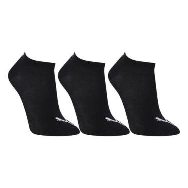 Imagem de Meia Soquete Puma c/3 Pares, Preto, 34/39