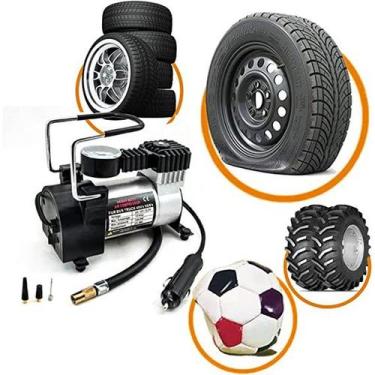 Imagem de Compressor Portátil de Ar Pneu Bola Bicicleta12v Forte Tudo Metal - CO