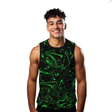 Imagem de Camiseta Regata Verão Estilo Moda Praia Manchas Gosma Neon Verde 854 -