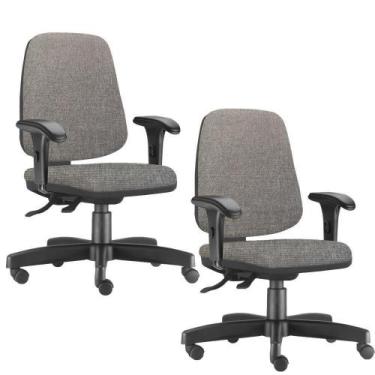 Imagem de Kit 02 Cadeiras Giratórias Job L02 Diretor Executiva Linho Cinza Escur