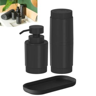 Imagem de Kit Dispenser Porta Sabonete Líquido Suporte Escova Creme Dental Bande