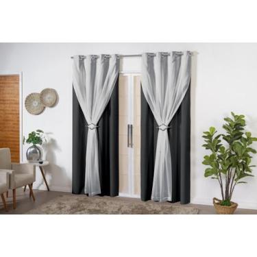 Imagem de Cortina Blackout PVC (plástico) com VOIL e PRESILHA para Sala ou Quart