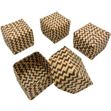 Imagem de Cesta de arroz pegajosa, recipiente de arroz de bambu, Kratip Zig Zig Tigela de arroz pegajosa de 8 cm tecida no vapor, cesta de servir artesanal da Tailândia, cor de bambu original, Kratib tailandês