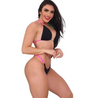 Imagem de Biquíni Feminino Cortininha Com Bojo Texturizado Com Calcinha de Tira na Lateral