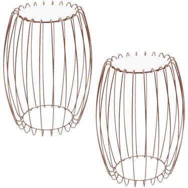 Imagem de Kit Mesa Apoio Lateral 43 Cm Tampo Vidro Branco Base Metal Cobre Nacc Branco Cobre