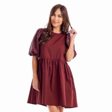 Imagem de Mud Pie Vestido feminino de couro Ren, Oxblood, P