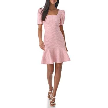 Imagem de KARL LAGERFELD Vestido feminino de tweed com gola redonda e manga bufante, Rosa florido, 50