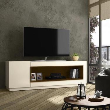 Imagem de Rack para sala suécia 1,80 off white/malbec humagui - Village Móveis