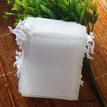 Imagem de 150 Saquinhos De Organza 12x16 Branco Fita Cetim-Lembrancinha - OKABOX