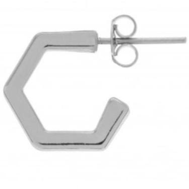 Imagem de Brinco Argola Hexagonal Elegante - GEMERSON BIJOUX, Prata