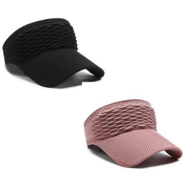 Imagem de Kit 2 Viseiras Bonés Moda Blogueira Aba Longa Respirável Proteção Sola