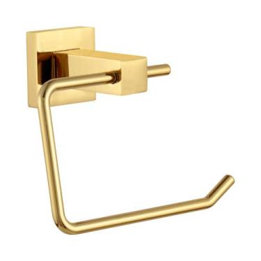 Imagem de Porta Papel Higienico Papeleira Dourado Brilhante Quadrado Luxo - Polo