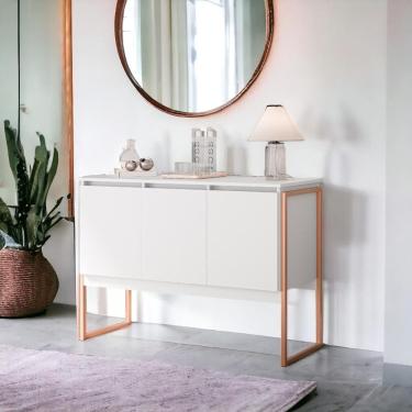 Imagem de Aparador Buffet com 3 Portas Bari Branco Cobre