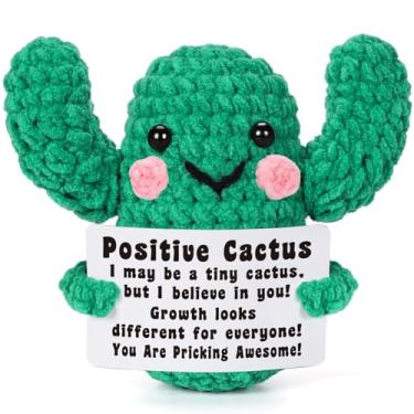 Imagem de Inspirational Positive Crochet Cactus Gifts Emotional Uplifting Support Handmade Knitted Plush Cactus Mini Funny Stuff for Friend Sister Daughter Coworker Christmas Birthday, You are Awesome Gifts