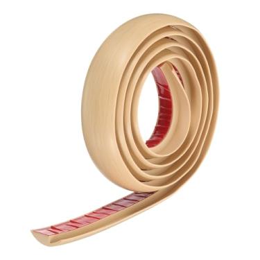 Imagem de HARFINGTON Faixa de transição de piso 4 cm 2 m Tapete de PVC autoadesivo para azulejo Acabamento de borda de transição Tira de cobertura para pisos irregulares Altura 7 mm, grão de madeira bege