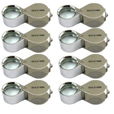 Imagem de 8 peças mini 30 x 21 mm joalheiro joalheiro joia lupa ampliação de vidro prata com caixa