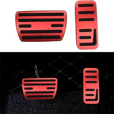Imagem de XITER 2 peças de almofadas de pedal de freio a gás antiderrapantes de alumínio sem perfuração e capas de pedal de acelerador para Honda HRV 2023 acessórios (vermelho)