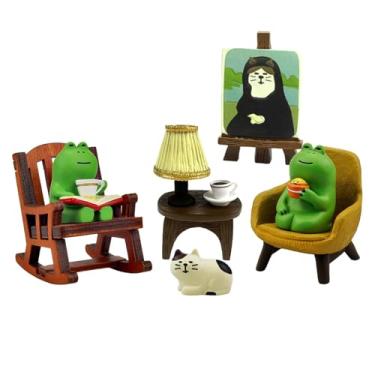 Imagem de heqxwl Estátua de sapo em miniatura, bonequinhos de sapo colecionáveis, adoráveis, para decoração de casa, sapo fofo, adequado para decoração de mesa e quarto, decoração de casa interna perfeita e