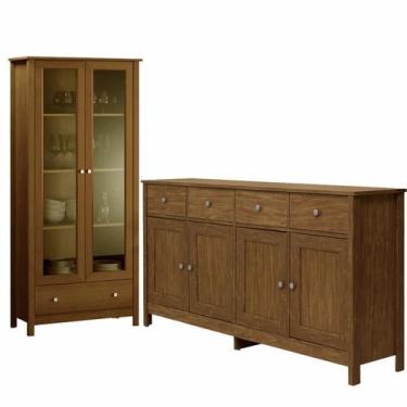 Imagem de Cristaleira 2 Portas Vidro E Balcao Buffet 4 Portas Diamond Dtall - Mi
