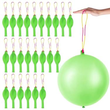 Imagem de 24 Pcs Punch Balloons Green Punch Balloons Bounce Balloon with Rubber Band Handle Punching Balloon Heavy Duty Farm Themed Punch Balloon for Birthday Party, Kid (Green)