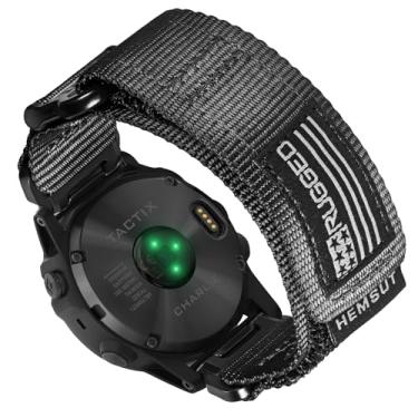 Imagem de Pulseira de relógio esportivo de nylon, pulseira militar de 26 mm compatível com Garmin Fenix 8 51 mm/7X/7X Pro/6X/6X Pro/5X/5X Plus, Tactix 7 Pro/Delta, Quatix 6X/5X, Descent MK1/MK2, Instinct 2X,