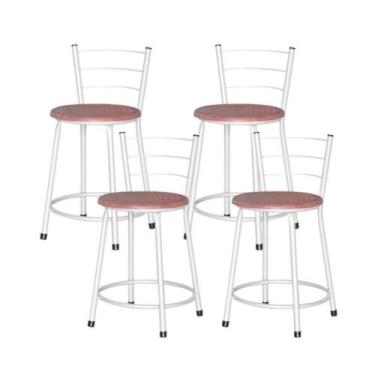 Imagem de Jogo 4 Banqueta Baixa Ratan Branca Retro - Lamar Design, Terracota