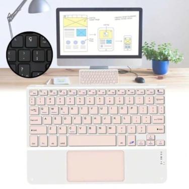Imagem de Teclado Sem Fio Bluetooth com TouchPad - Compacto, Ergonômico, Recarga Rápida, Ideal para Notebook e Smart TV (Rosa)
