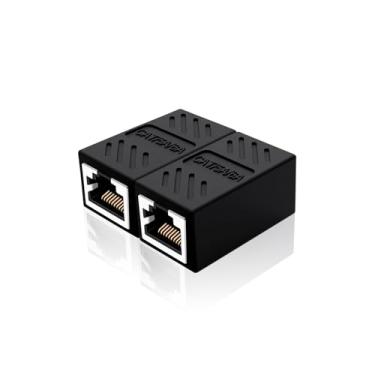 Imagem de Conector extensor Ethernet de acoplador RJ45 Cat6 para extensor de cabo Ethernet Cat7/Cat6/Cat5e/Cat5, fácil conexão, fêmea para fêmea, preto, pacote com 6