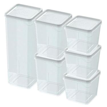 Imagem de Pote Quadrado Modular Para Cozinha Conjunto C/ 6 Organizador de Alimen