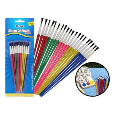 Imagem de 20 Pincel Escolar Infantil Pintura Artes P/ Guache Atacado - Western