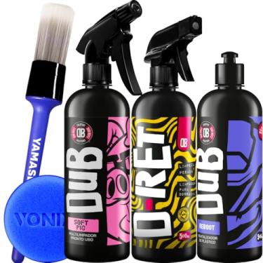 Imagem de Kit Limpeza Renovação Automotiva Restaurador de Plasticos Reboot Multilimpador Soft Pig Limpador para Borrachas D-Ret 500ml Dub Boyz