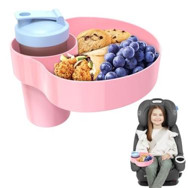 Imagem de Resptasski Suporte de copo de carro Bandeja de lanche para crianças - Bandeja de viagem para carro, booster, carrinho, kit essencial ao ar livre. Bandeja ajustável universal com base removível para