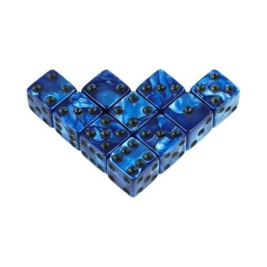 Imagem de Jogo de Dados de Mármore Acrílico para RPG e DND - 6 Faces (16mm), Azu