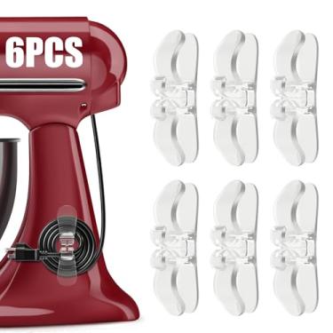 Imagem de Organizador de cabos para eletrodomésticos, organizador de cabos de eletrodomésticos, pacote com 6 suportes de cabos adesivos para gerenciamento de cabos limpo e organizado – Ideal para