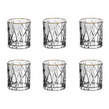 Imagem de Jogo de 6 Copos em Cristal com Borda Dourada 310ml