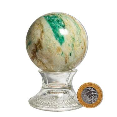Imagem de 01 Esfera Jade Verde Lapidado 450 a 500g Aprox 7cm Tipo C - Cristaisde