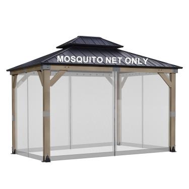 Imagem de BPS Tela de reposição universal para mosquiteiro de 3,5 x 33 m, paredes de tela de 4 painéis com zíperes duplos para pátio ao ar livre, cinza (somente rede mosquiteira)