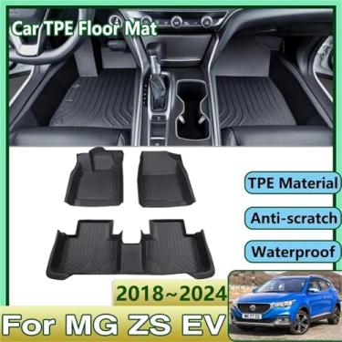 Imagem de Tapete de carro compatível com MG ZS EV 2023 acessórios 2018~2024 2022 2021 TPE impermeável lama tapete capa de pé almofada tapete completo Tappeto 2020(ZS EV,Right-hand drive)