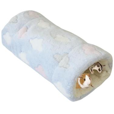 Imagem de Copfeu Túnel de pendurar para animais pequenos, brinquedos de hamster pendurados, acessórios de gaiola de rede para chinchila, furão, esquilo, porquinho-da-índia, rato, brincar de dormir (azul A,