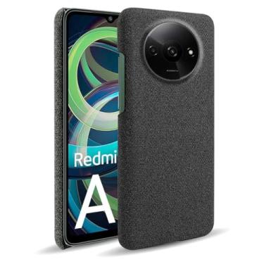 Imagem de Capa para Xiaomi Redmi A3 4G,Capa desenhada em lona,Case Protetora Ultrafina com Empunhadura Macia,Design em Tecido Antichoque e Antiarranhões-Black