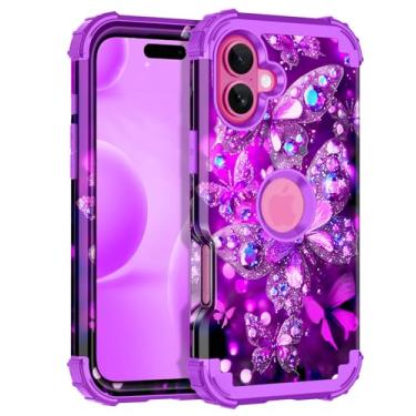 Imagem de Casetego Capa para iPhone 16 Plus, brilha no escuro, três camadas, resistente, à prova de choque, proteção total, policarbonato rígido + capa amortecedora de TPU macio para Apple iPhone 16 Plus de 6,7